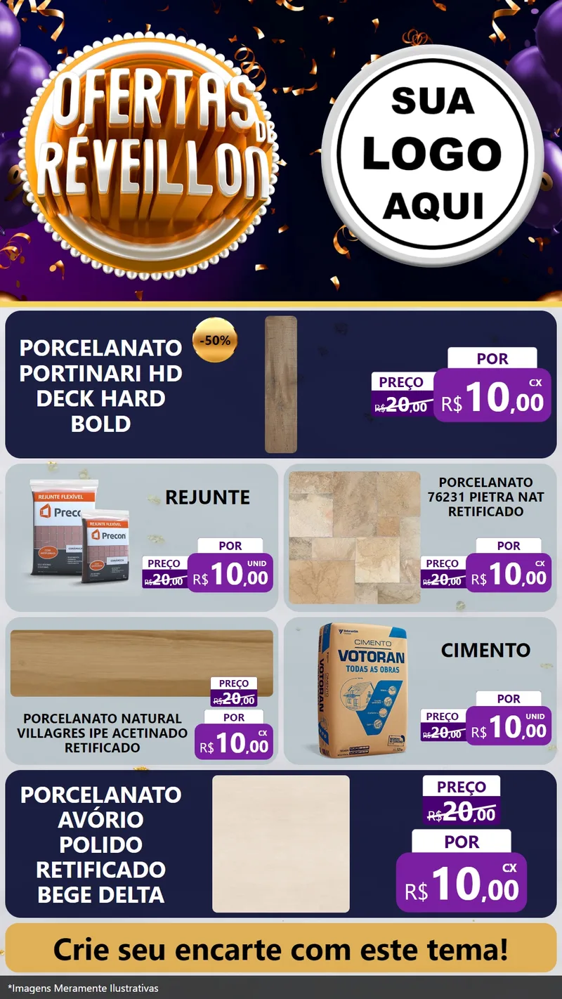 Modelo de TV para TV Vertical com o tema Ofertas de Réveillon para Pisos e revestimentos