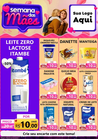 Modelo de Encarte para Encarte A4 Vertical com o tema Semana das Mães para Frios e Laticínios