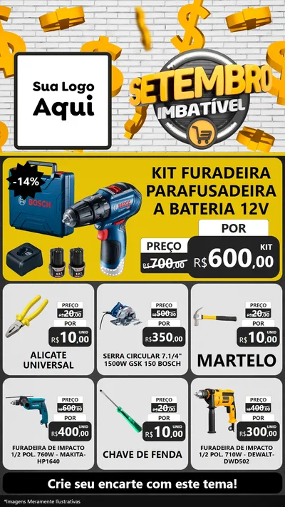 Modelo de Rede Social para Stories com o tema Setembro Imbatível para Maquinas e Ferramentas