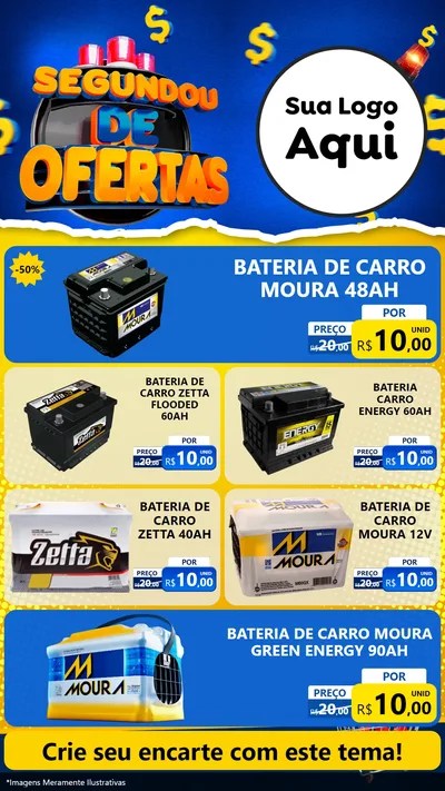 Modelo de TV para TV Vertical com o tema Segundou de Ofertas para Baterias Elétricas