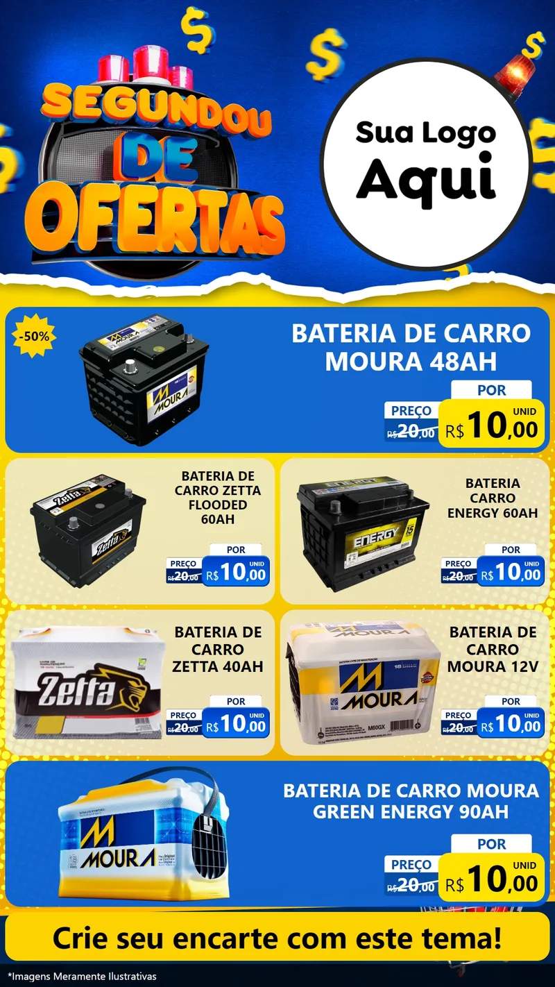 Modelo de TV para TV Vertical com o tema Segundou de Ofertas para Baterias Elétricas