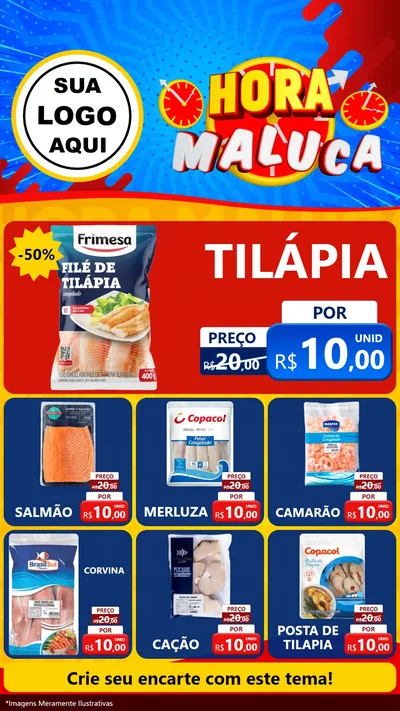 Modelo de Rede Social para Stories com o tema Hora Maluca para Peixaria