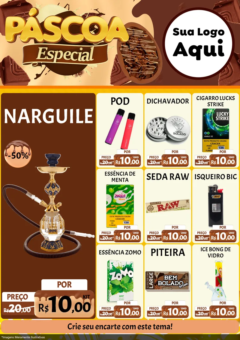 Modelo de Encarte para Encarte A4 Vertical com o tema Páscoa Especial para Tabacaria