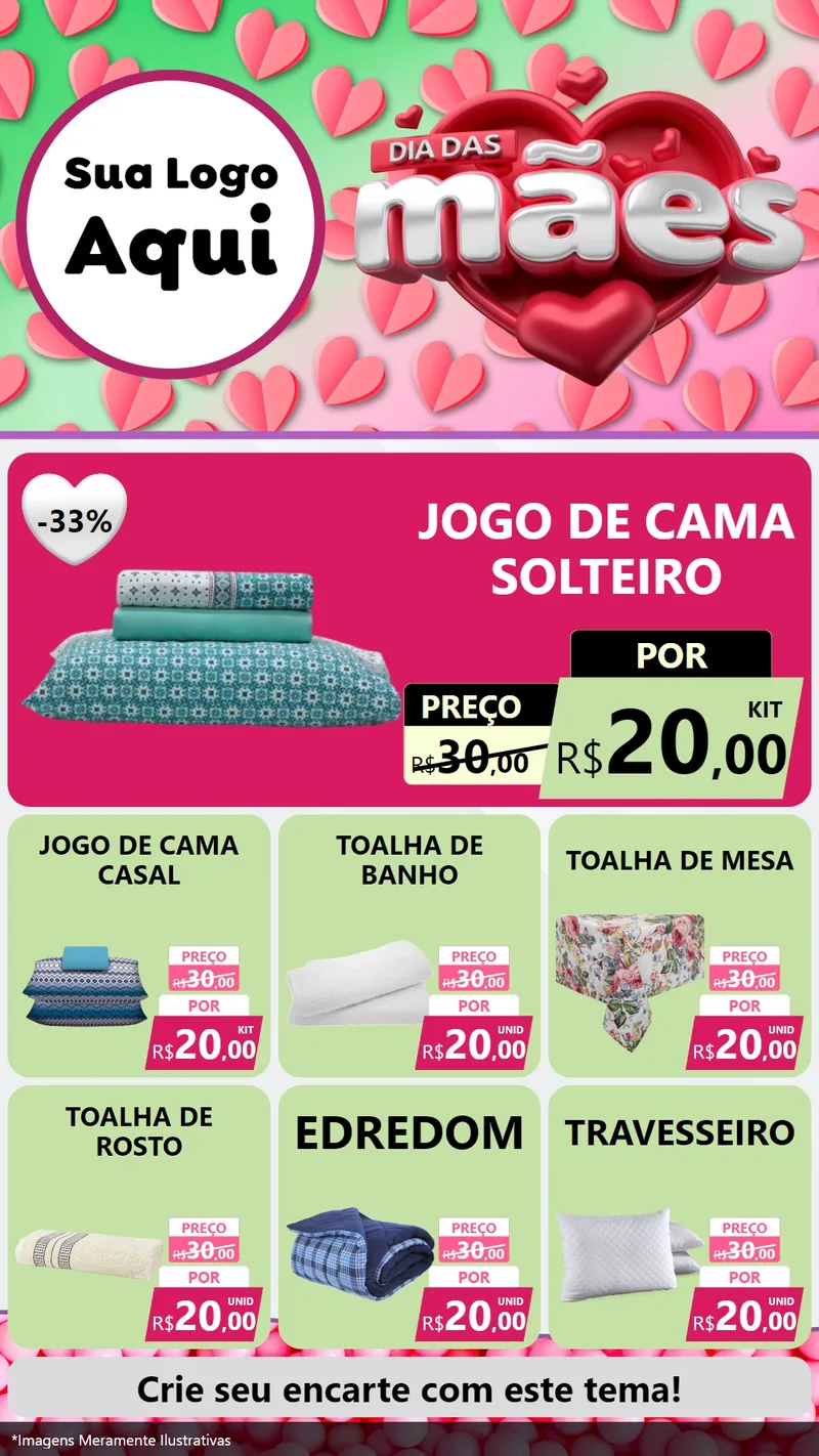 Modelo de Rede Social para Stories com o tema Dia das Mães para Cama, Mesa e Banho