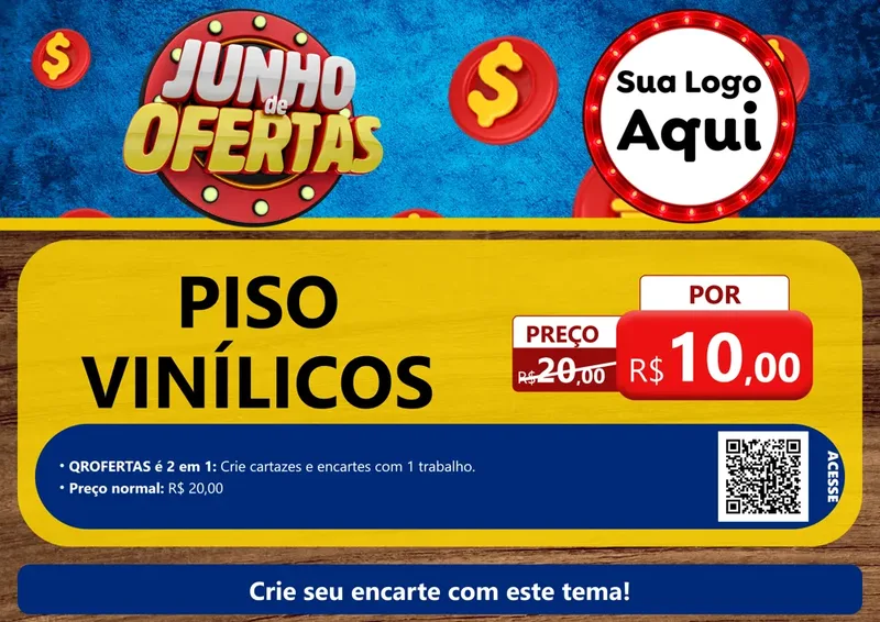 Modelo de Cartaz para Cartaz A4 Horizontal com o tema Junho de Ofertas para Material para Construção