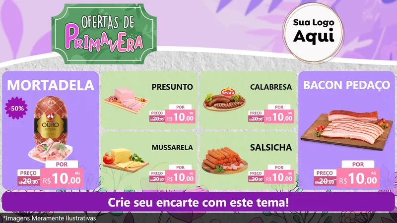 Modelo de TV para TV Horizontal com o tema Ofertas de Primavera para Frios e Laticínios