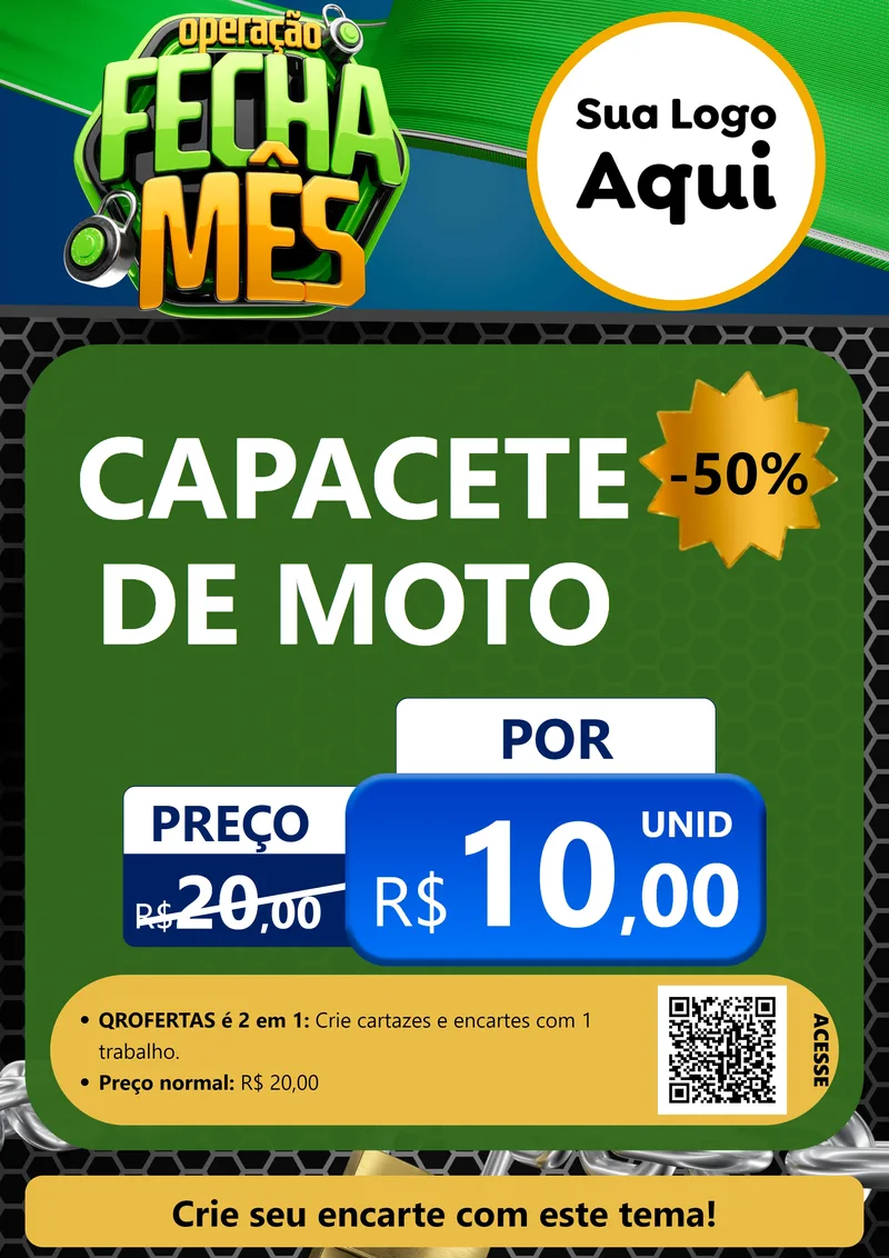 Modelo de Cartaz para Cartaz A4 Vertical com o tema Operação Fecha Mês para Moto peças