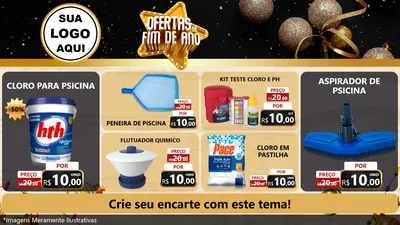 Modelo de TV para TV Horizontal com o tema Ofertas de Fim de Ano para Produtos para Piscina