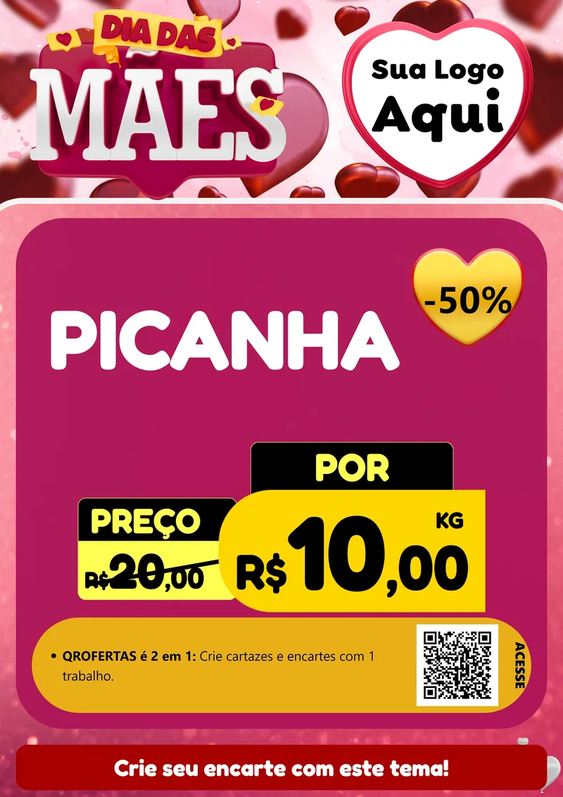 Modelo de Cartaz para Cartaz A4 Vertical com o tema Dia Das Mães para Açougue
