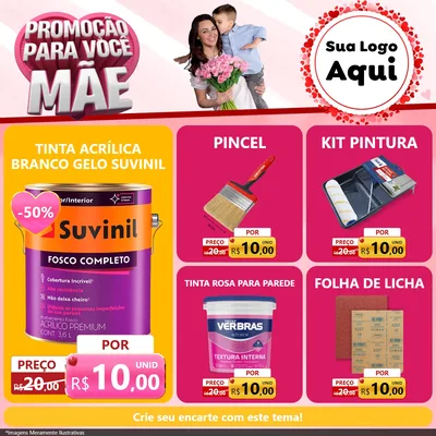 Modelo de Rede Social para Feed Facebook com o tema Promoção Para Você Mãe para Tintas e Ferramentas