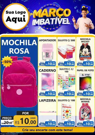 Modelo de Encarte para Encarte A4 Vertical com o tema Março Imbatível para Papelaria