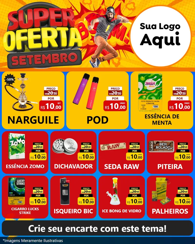 Modelo de Rede Social para Feed Instagram com o tema Super Oferta Setembro para Tabacaria