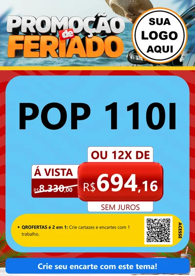 Modelo de Cartaz para Cartaz A4 Vertical com o tema Promoção de Feriado para Concessionaria de Motos