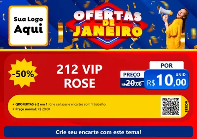 Modelo de Cartaz para Cartaz A4 Horizontal com o tema Ofertas de Janeiro para Perfumes