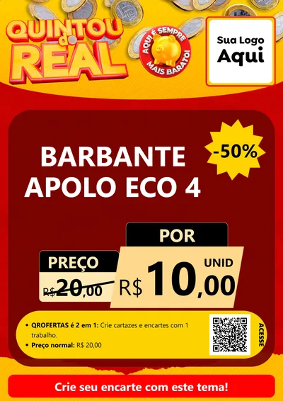 Modelo de Cartaz para Cartaz A4 Vertical com o tema Quintou do Real para Armarinho e Aviamentos