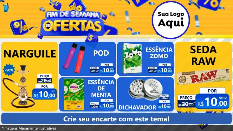 Modelo de TV para TV Horizontal com o tema Fim de Semana de Ofertas para Tabacaria