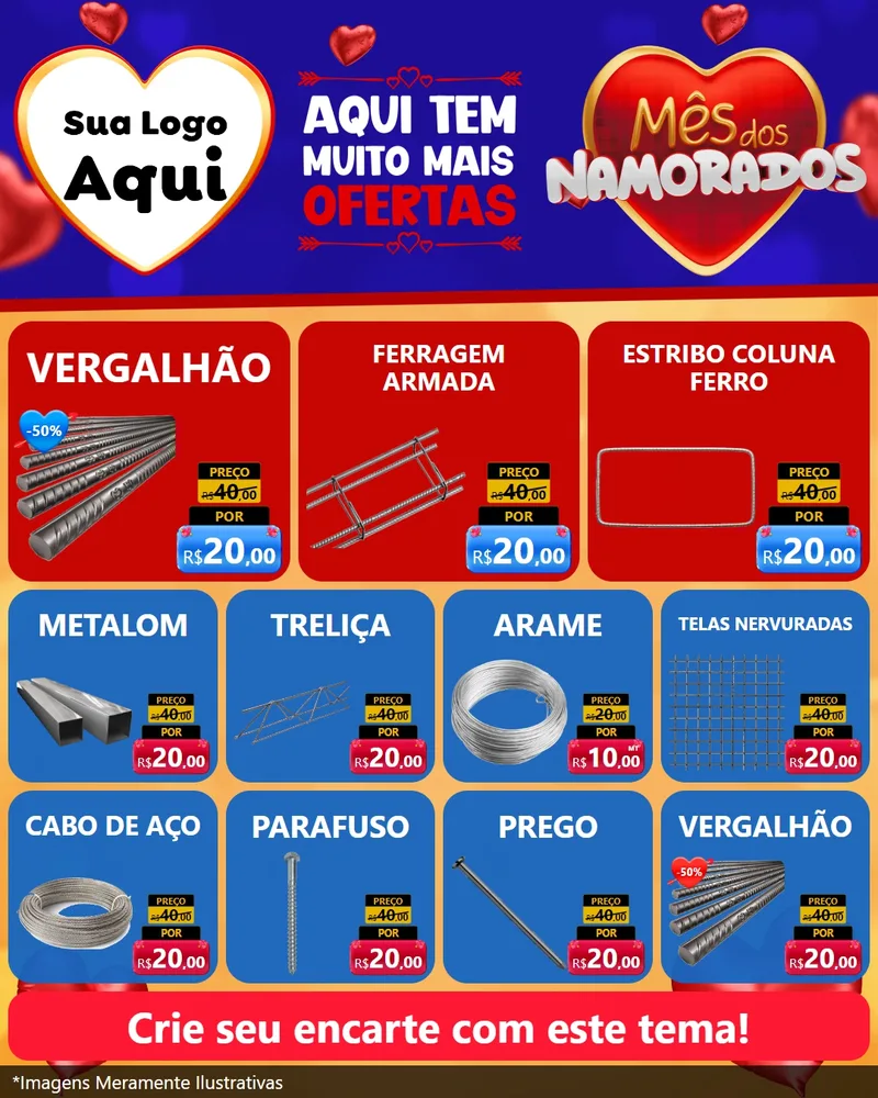 Modelo de Rede Social para Feed Instagram com o tema Mês dos Namorados para Ferragens