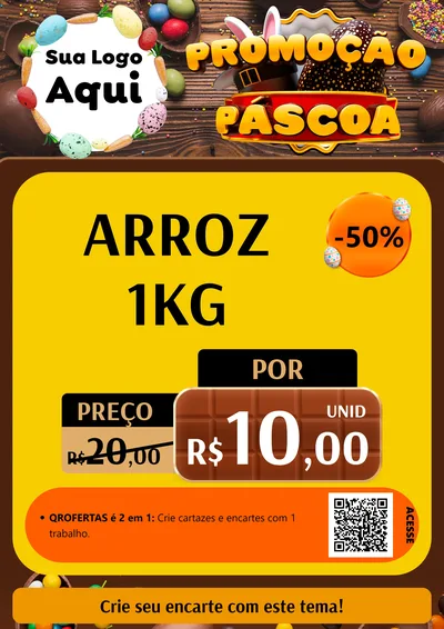 Modelo de Cartaz para Cartaz A4 Vertical com o tema Promoção Páscoa para Supermercado
