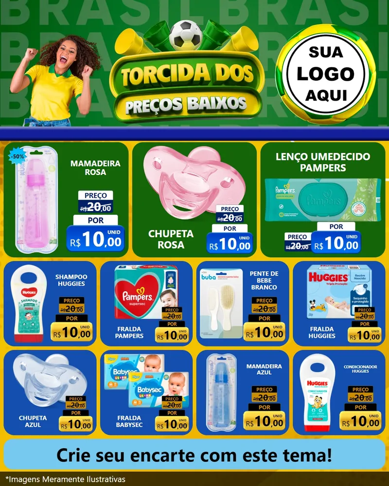 Modelo de Rede Social para Feed Instagram com o tema Torcida dos Preços Baixos para Bebês
