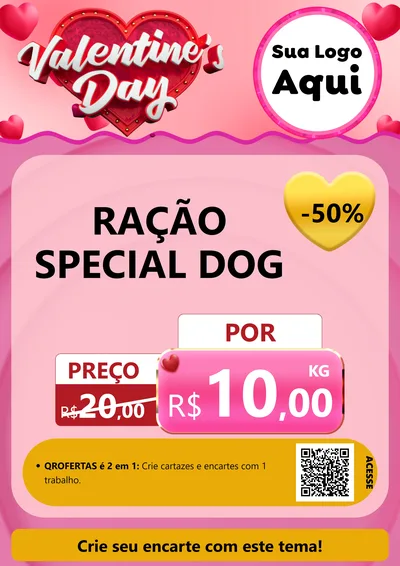 Modelo de Cartaz para Cartaz A4 Vertical com o tema Valentine's Day para Pet Shop