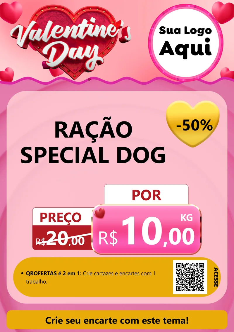 Modelo de Cartaz para Cartaz A4 Vertical com o tema Valentine's Day para Pet Shop
