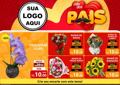 Modelo de Encarte para Encarte A4 Horizontal com o tema Mês Dos Pais para Floricultura e jardim