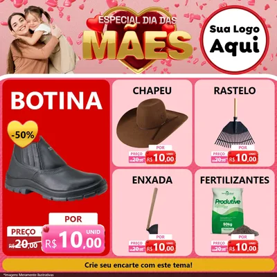 Modelo de Rede Social para Feed Facebook com o tema Especial Dia Das Mães para Agropecuária