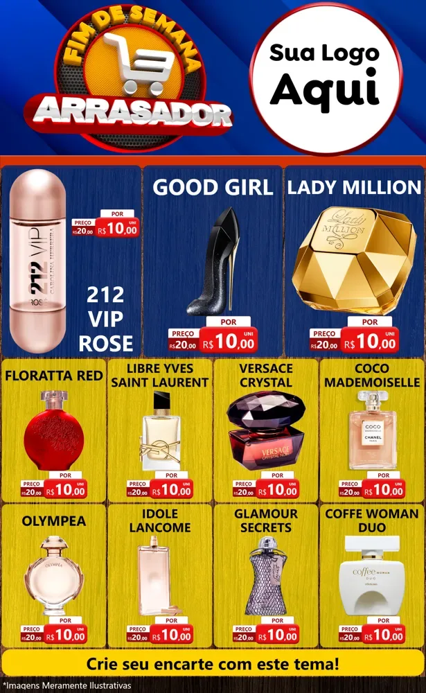 Modelo de Encarte para Encarte Grande com o tema Fim De Semana Arrasador para Perfumes