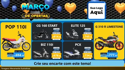Modelo de TV para TV Horizontal com o tema Março de Ofertas para Concessionaria de Motos