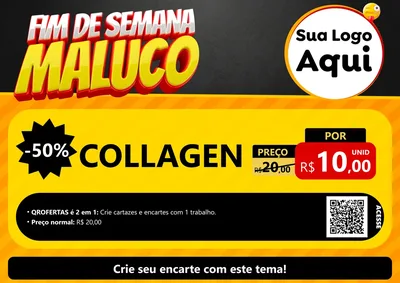 Modelo de Cartaz para Cartaz A4 Horizontal com o tema Final de Semana Maluco para Suplementos alimentares