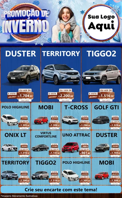 Modelo de Encarte para Encarte Grande com o tema Promoção de Inverno para Concessionaria de Carros