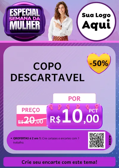 Modelo de Cartaz para Cartaz A4 Vertical com o tema Especial Semana da Mulher para Embalagens