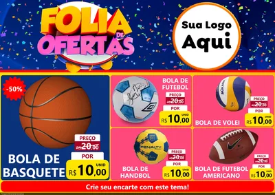 Modelo de Encarte para Encarte A4 Horizontal com o tema Folia de Ofertas para Artigos Esportivos