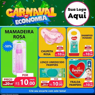 Modelo de Rede Social para Feed Facebook com o tema Carnaval da Economia para Bebês
