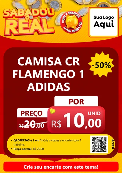 Modelo de Cartaz para Cartaz A4 Vertical com o tema Sabadou do Real para Roupas e acessórios