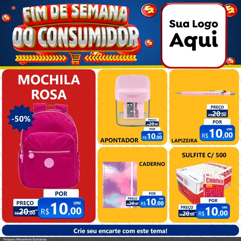 Modelo de Rede Social para Feed Facebook com o tema Fim de Semana do Consumidor para Papelaria