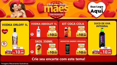 Modelo de TV para TV Horizontal com o tema Dia das Mães com Promoção para Distribuidora de bebidas