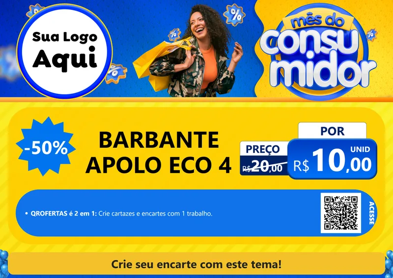 Modelo de Cartaz para Cartaz A4 Horizontal com o tema Mês do Consumidor para Armarinho e Aviamentos