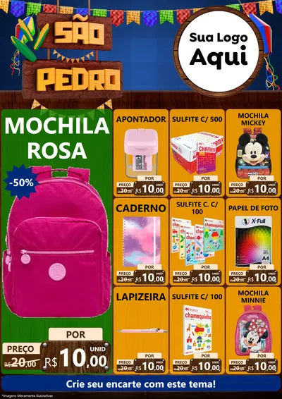 Modelo de Encarte para Encarte A4 Vertical com o tema São Pedro para Papelaria