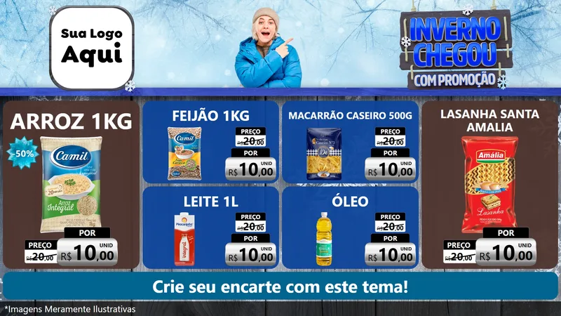 Modelo de TV para TV Horizontal com o tema Inverno Chegou Com Promoção para Supermercado