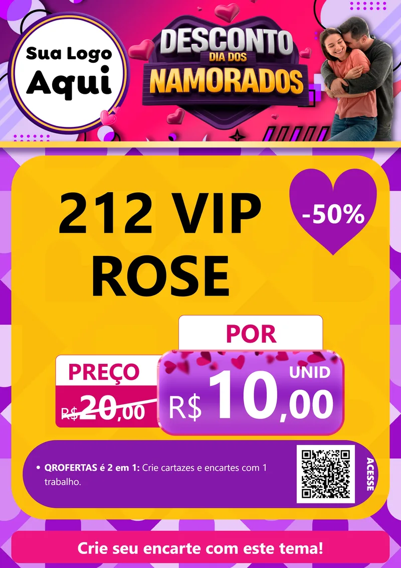 Modelo de Cartaz para Cartaz A4 Vertical com o tema Desconto Dia dos Namorados para Perfumes