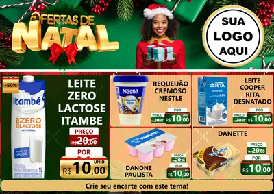 Modelo de Encarte para Encarte A4 Horizontal com o tema Ofertas de Natal para Frios e Laticínios