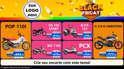 Modelo de TV para TV Horizontal com o tema Black Friday para Concessionaria de Motos