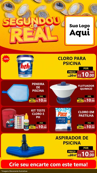 Modelo de TV para TV Vertical com o tema Segundou do Real para Produtos para Piscina