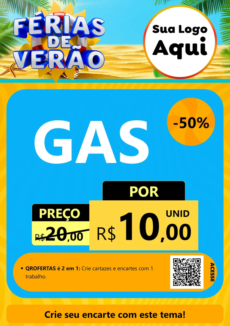 Modelo de Cartaz para Cartaz A4 Vertical com o tema Férias de Verão para Água e gás