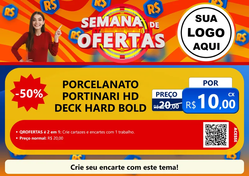 Modelo de Cartaz para Cartaz A4 Horizontal com o tema Semana de Ofertas para Pisos e revestimentos