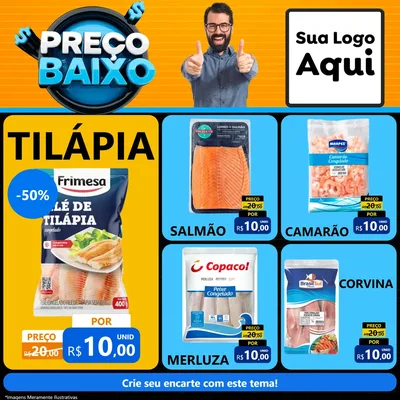 Modelo de Rede Social para Feed Facebook com o tema Preço Baixo para Peixaria