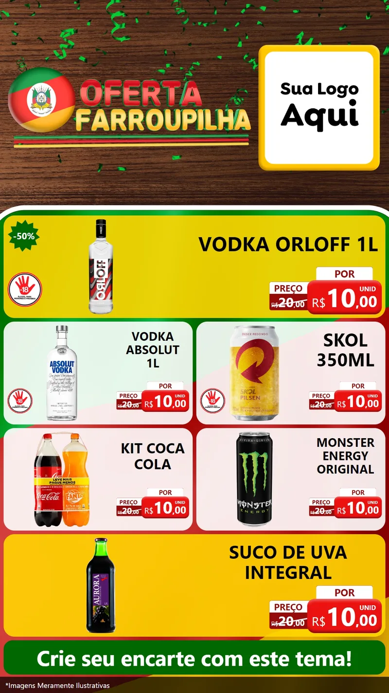 Modelo de TV para TV Vertical com o tema Oferta Farroupilha para Distribuidora de bebidas