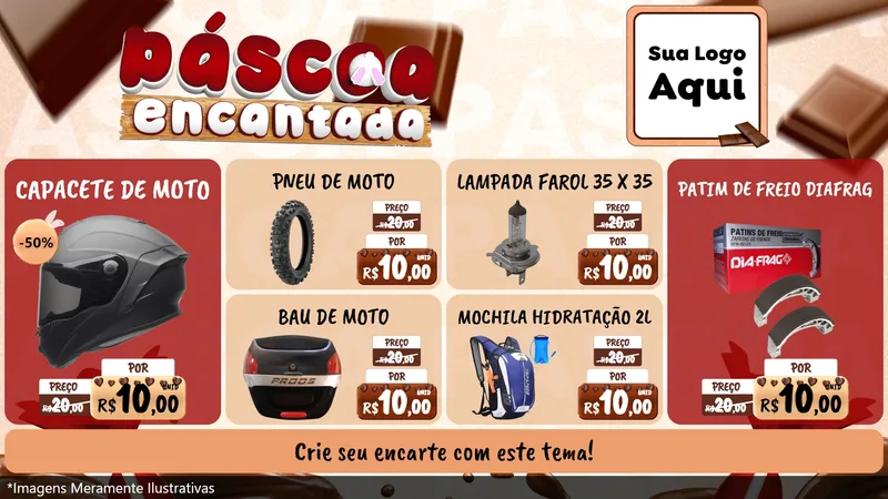 Modelo de TV para TV Horizontal com o tema Páscoa Encantada para Moto peças