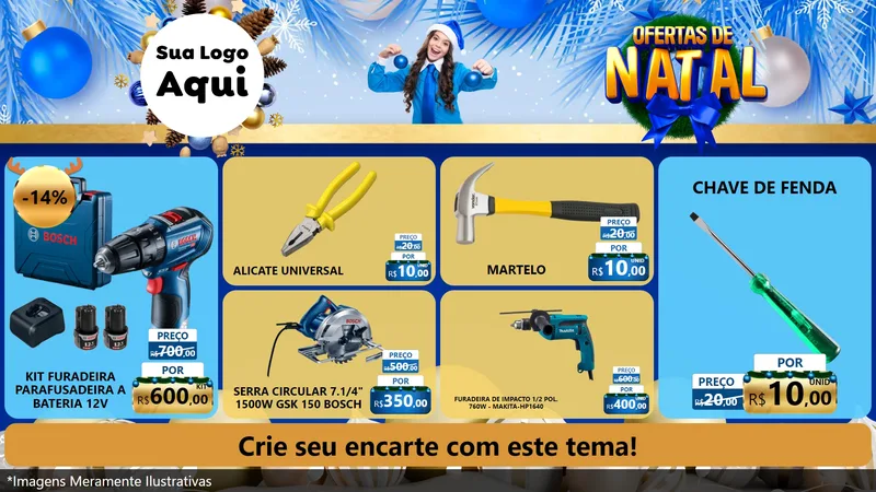 Modelo de TV para TV Horizontal com o tema Ofertas de Natal para Maquinas e Ferramentas